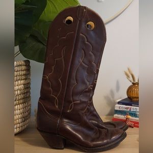 TONY LAMA 11D buckaroo tall dark brown western cowboy leather boots 6420